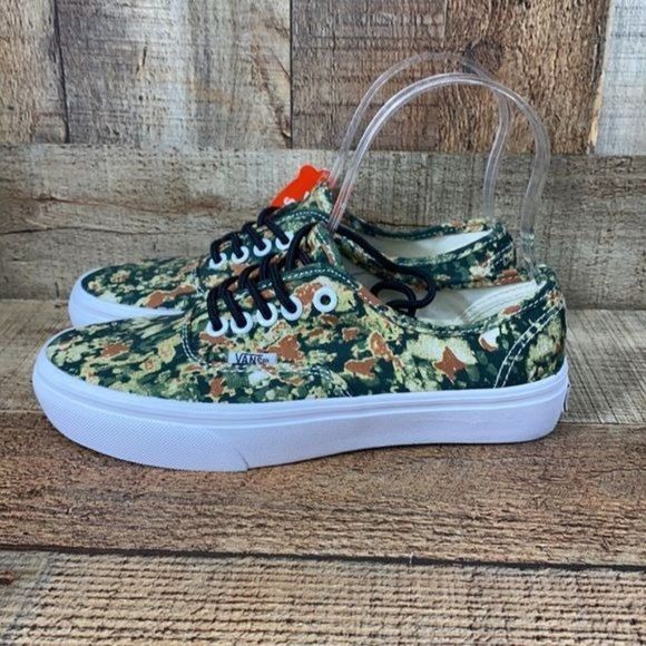Vans Green Brown Abstract Print Low Top Skate Shoe - Picture 5 of 10